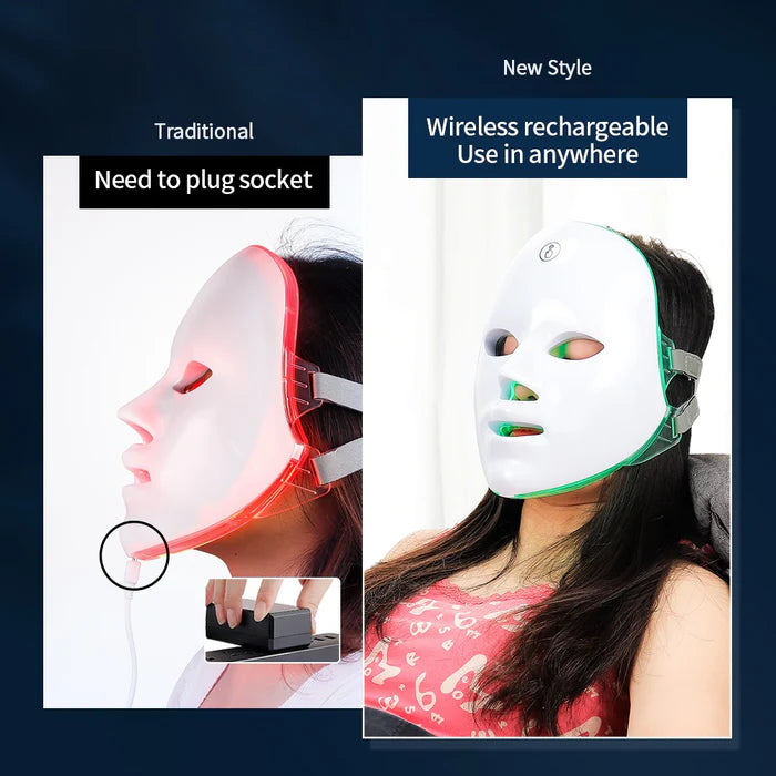 👉SAVE 50% TODAY🔥 Rechargeable Facial LED Mask 7 Colors LED Photon Therapy Beauty Mask Skin Rejuvenation Home Face Lifting Whitening Beauty Device