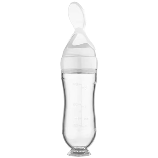 Silicone Baby Food Squeeze Feeder Bottle with Spoon – BPA Free Infant Cereal Dispenser 90ml
