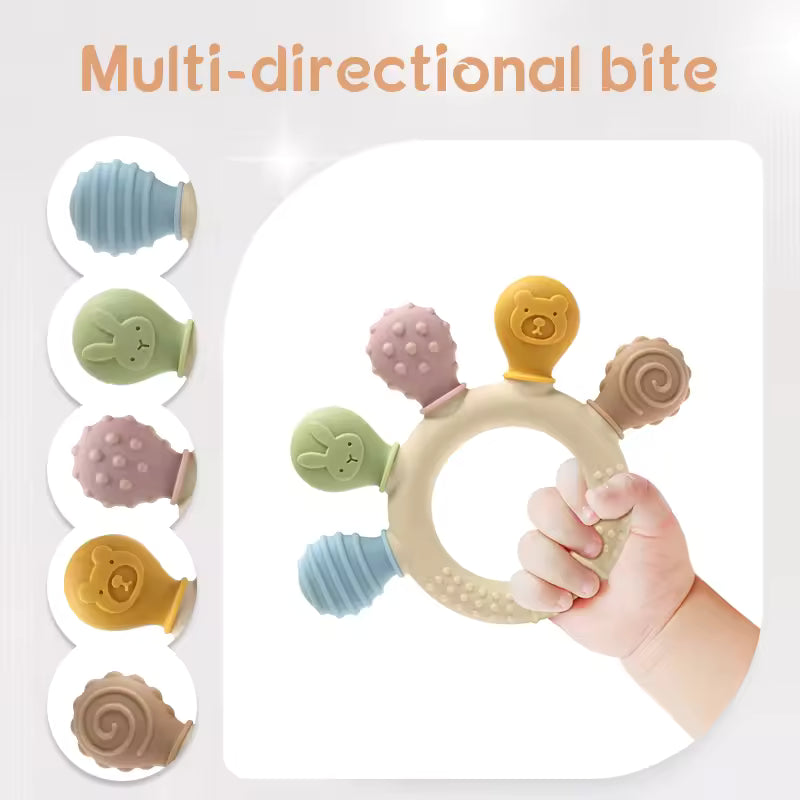 BPA-Free Silicone Baby Teether – Food Grade Sensory Chew Toy for Newborns