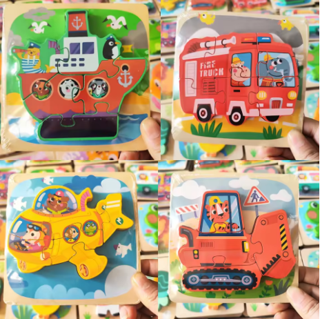 Montessori Wooden 3D Puzzle Board, Educational Toy for Toddlers 12–24 Months