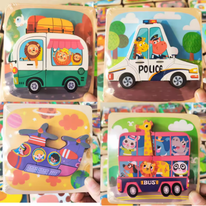 Montessori Wooden 3D Puzzle Board, Educational Toy for Toddlers 12–24 Months